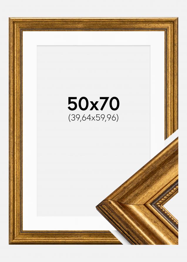 Ram med passepartou Rahmen Rokoko Gold 50x70 cm - Passepartout Weiß 16x24 inches