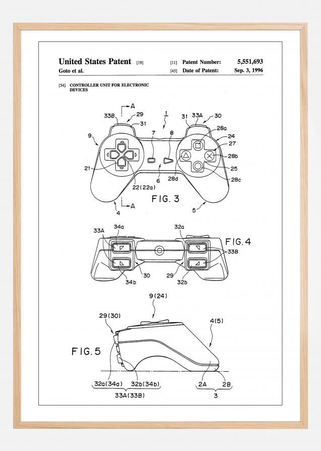 Bildverkstad Patent Print - Game Controller II - White Poster