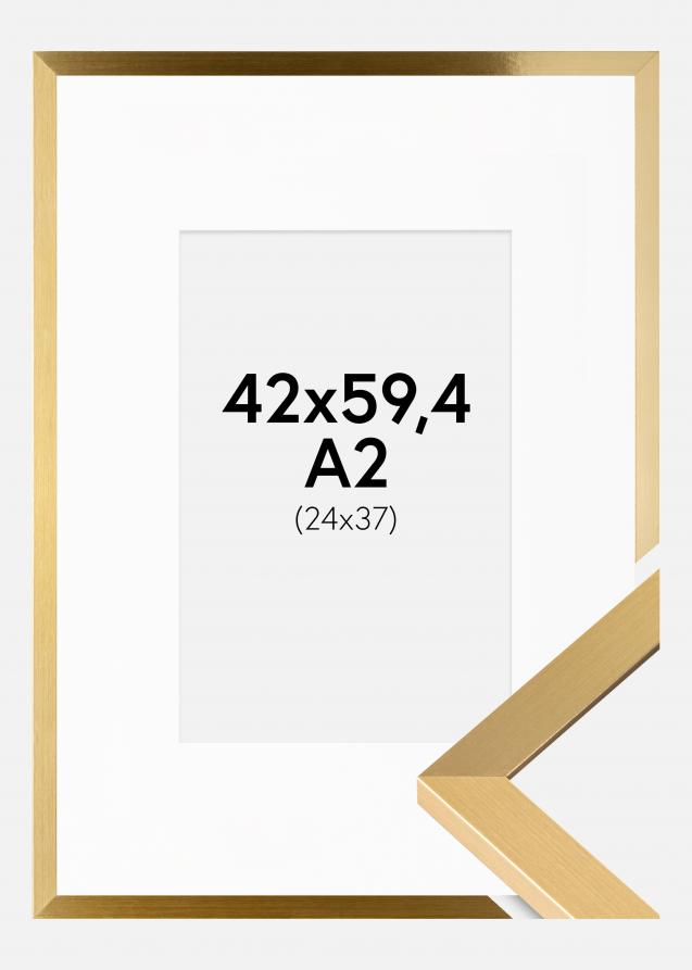 Ram med passepartou Rahmen Selection Gold 42x59,4 cm (A2) - Passepartout Weiß 25x38 cm