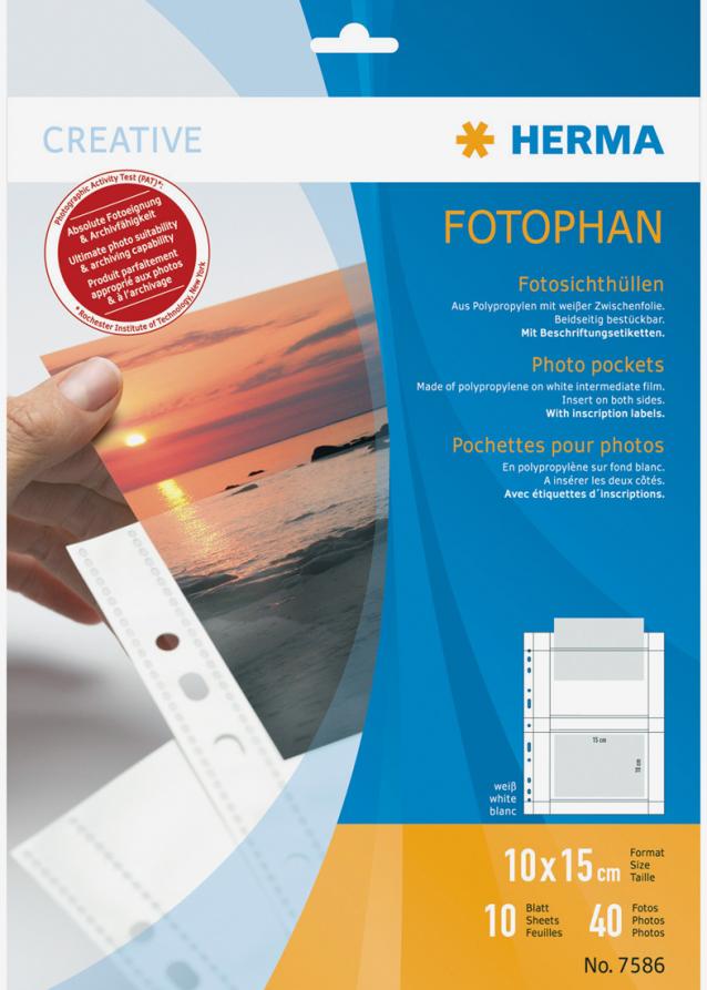 Difox Herma Fototaschen 10x15 cm horizontal - 10er-Pack Weiß