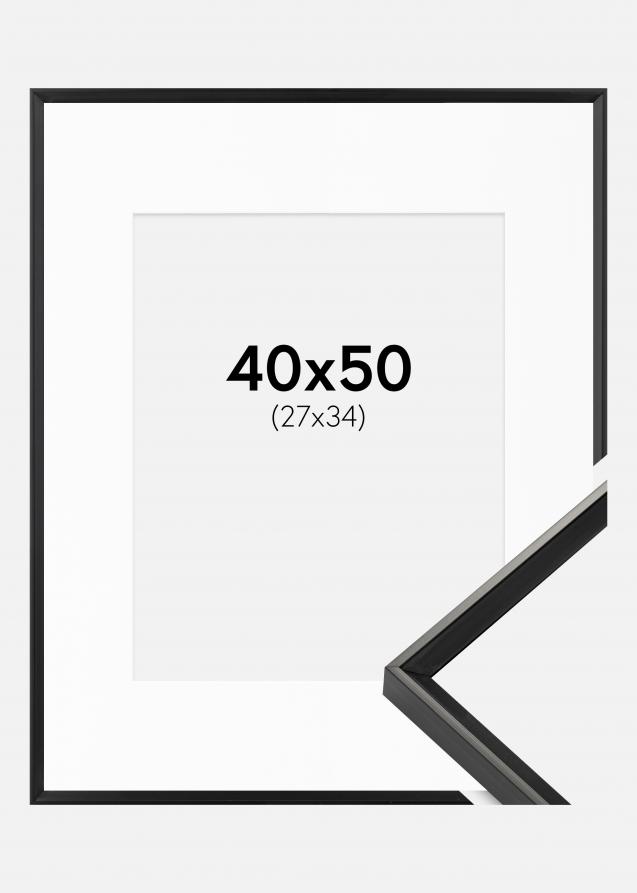 Ram med passepartou Rahmen Desire Schwarz 40x50 cm - Passepartout Weiß 28x35 cm