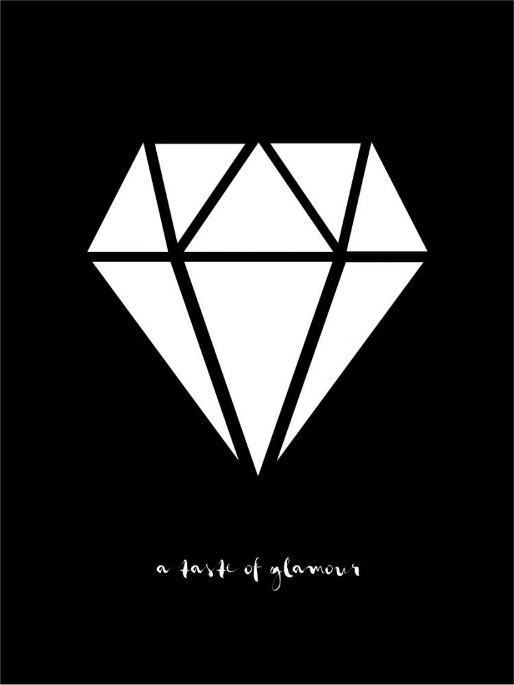 Malimi Posters Diamant - Schwarz mit weiem Druck Poster