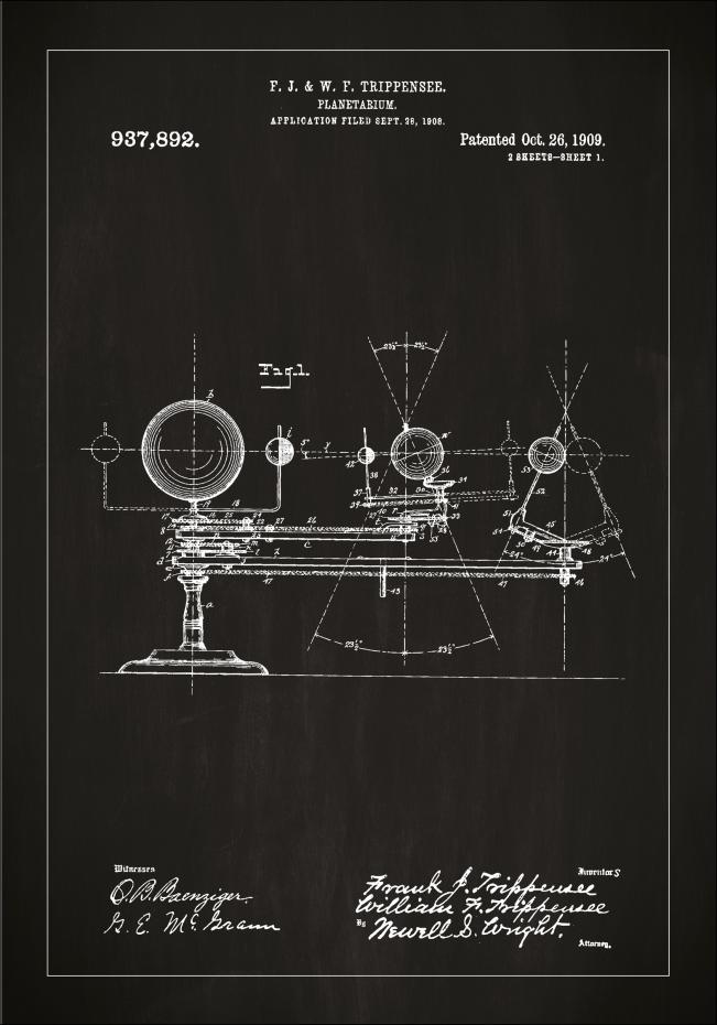 Bildverkstad Patentzeichnung - Planetarium - Schwarz Poster