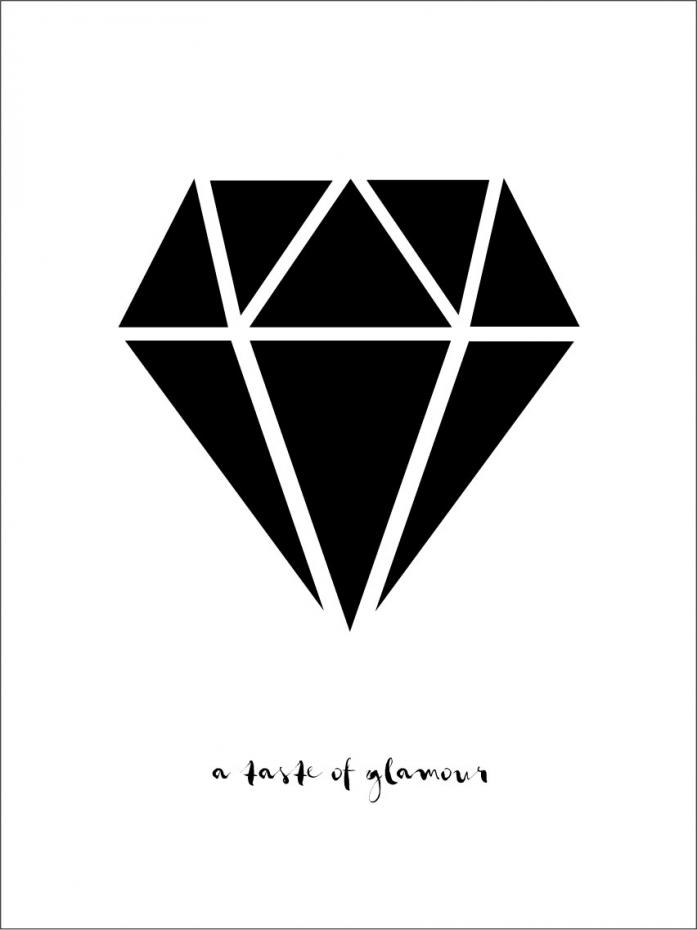 Bildverkstad Diamant - Wei mit schwarzem Druck Poster