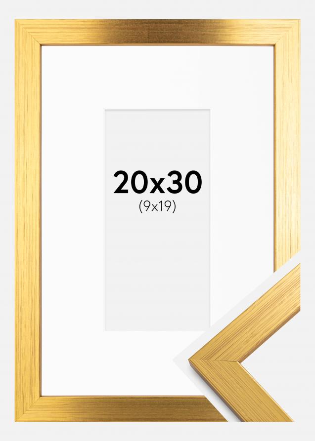 Ram med passepartou Rahmen Gold Wood 20x30 cm - Passepartout Weiß 10x20 cm