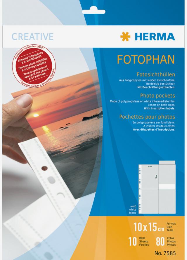  Herma Fototaschen 10x15 cm vertikal - 10er-Pack Weiß