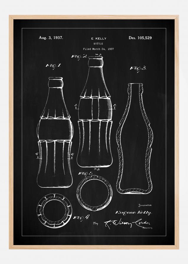 Bildverkstad Patentzeichnung - Coca-Cola-Flasche - Schwarz Poster