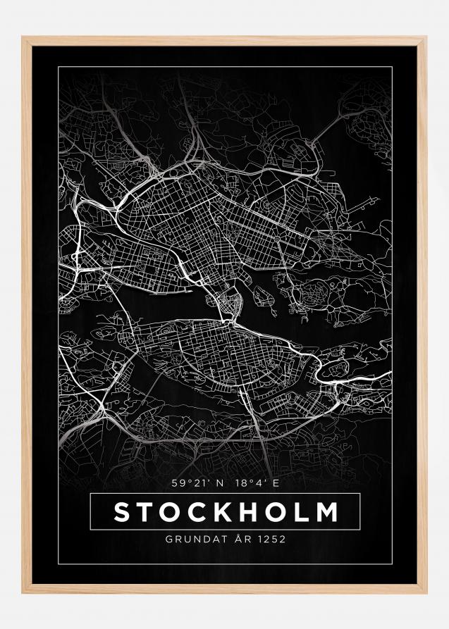 Bildverkstad Map - Stockholm - Black Poster