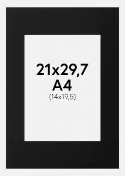 Galleri 1 Passepartout Schwarz (schwarzer Kern) A4 21x29,7 cm (14x19,5)