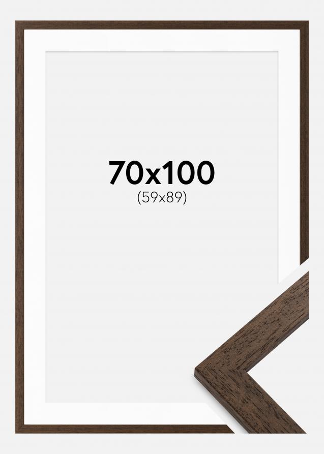 Ram med passepartou Rahmen Brown Wood 70x100 cm - Passepartout Weiß 60x90 cm