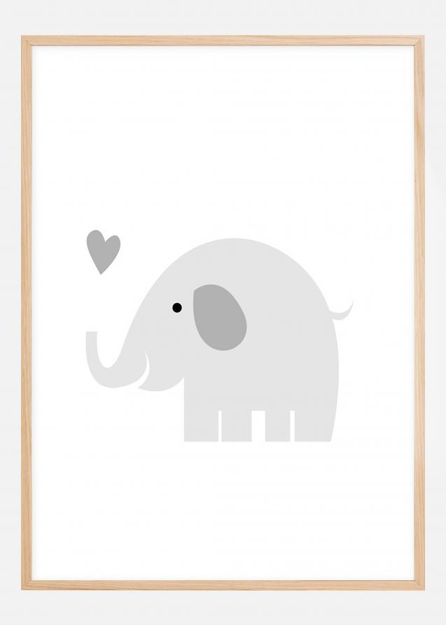 Bildverkstad Elefant Solo - Nebelgrau Poster