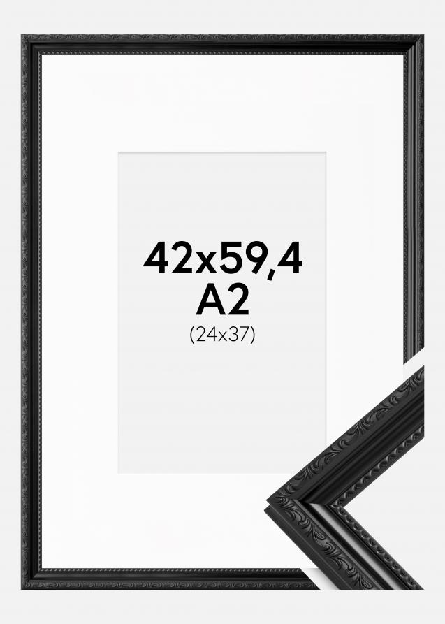 Ram med passepartou Rahmen Abisko Schwarz 42x59,4 cm (A2) - Passepartout Weiß 25x38 cm