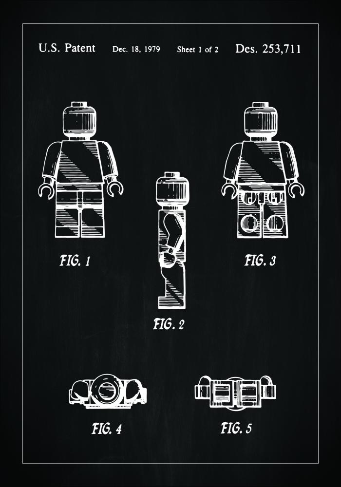 Bildverkstad Patentzeichnung - Lego I - Schwarz Poster