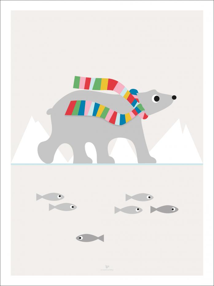 Bildverkstad Polar Bear Scarf - Grey Poster