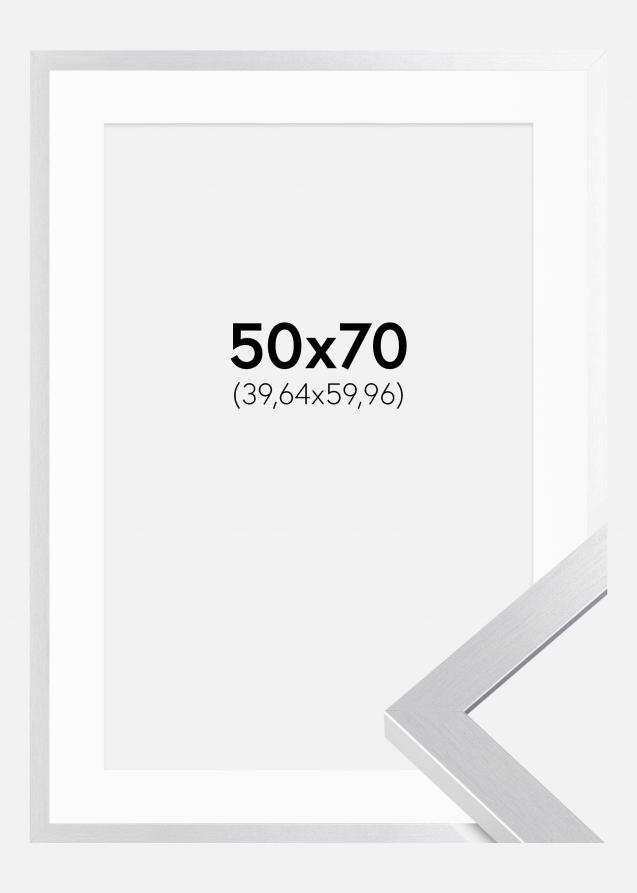 Ram med passepartou Rahmen Selection Silber 50x70 cm - Passepartout Weiß 16x24 inches
