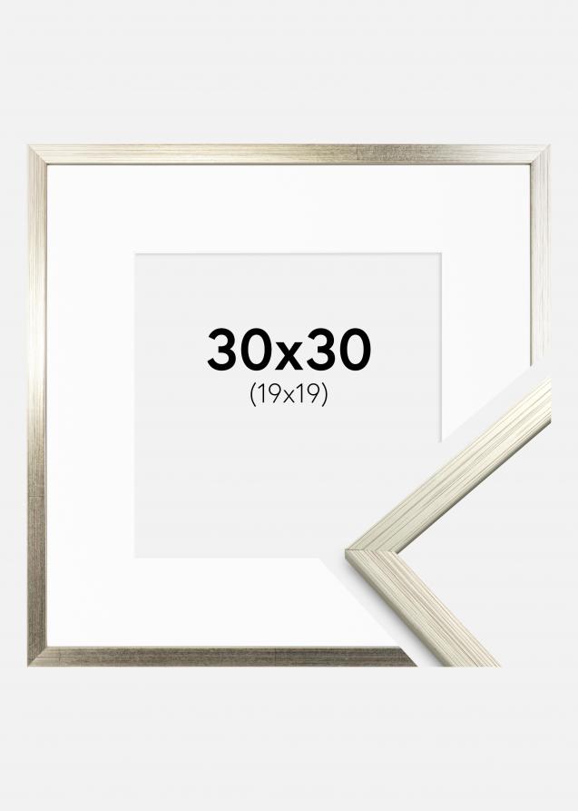 Ram med passepartou Rahmen Edsbyn Silber 30x30 cm - Passepartout Weiß 20x20 cm