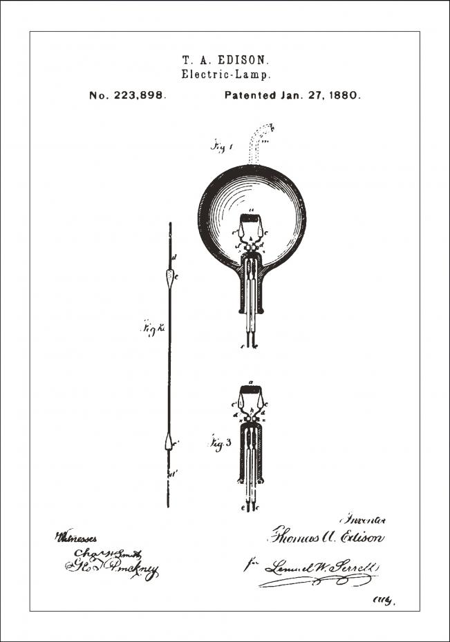 Bildverkstad Patentzeichnung - Glhbirne B - Wei Poster