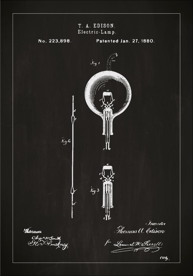 Bildverkstad Patentzeichnung - Glhbirne B - Schwarz Poster