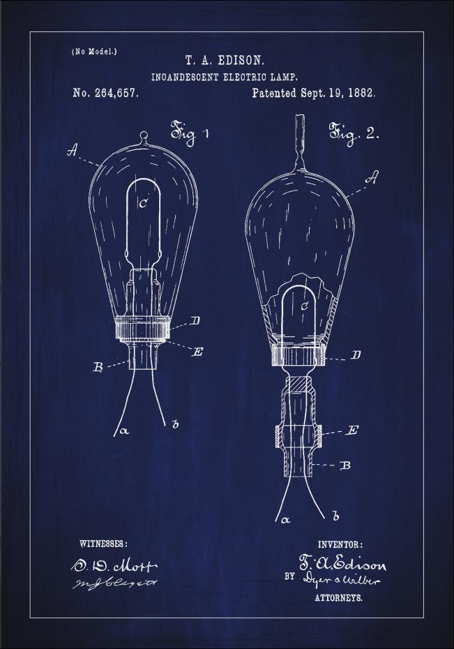 Bildverkstad Patentzeichnung - Glhbirne A - Blau Poster