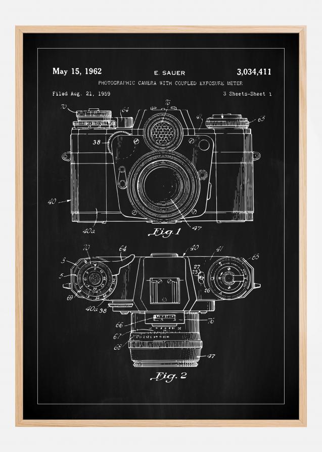 Bildverkstad Patentzeichnung - Kamera I - Schwarz Poster