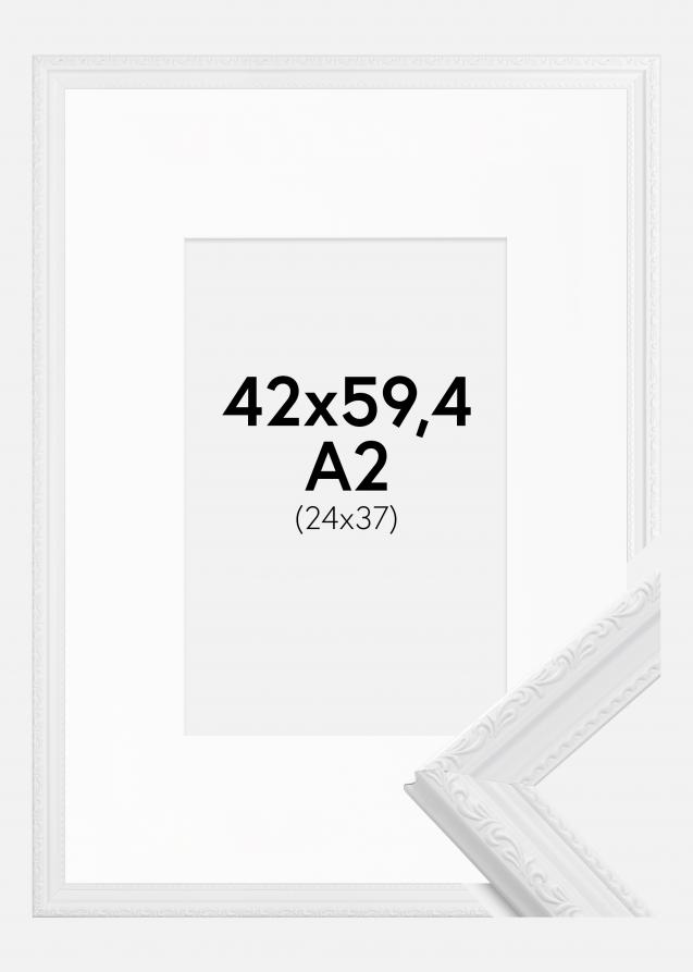 Ram med passepartou Rahmen Abisko Weiß 42x59,4 cm (A2) - Passepartout Weiß 25x38 cm