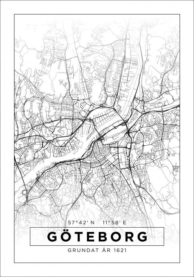 Bildverkstad Map - Gteborg - White Poster