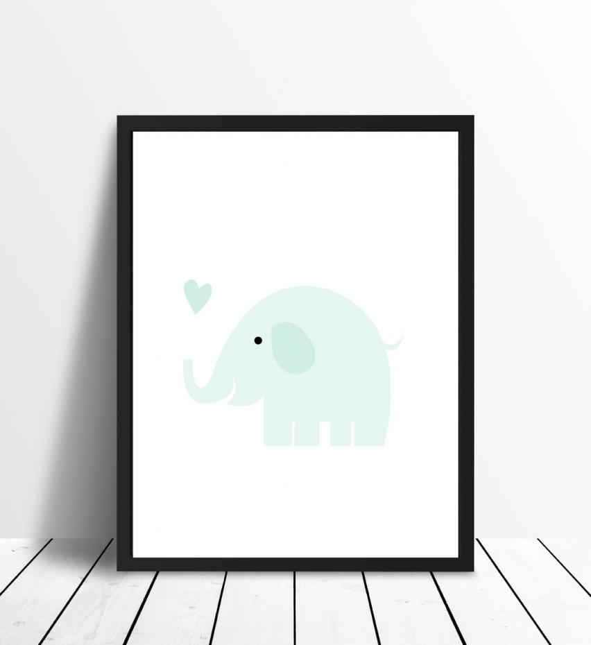 Malimi Posters Elefant Solo - Eisblau Poster