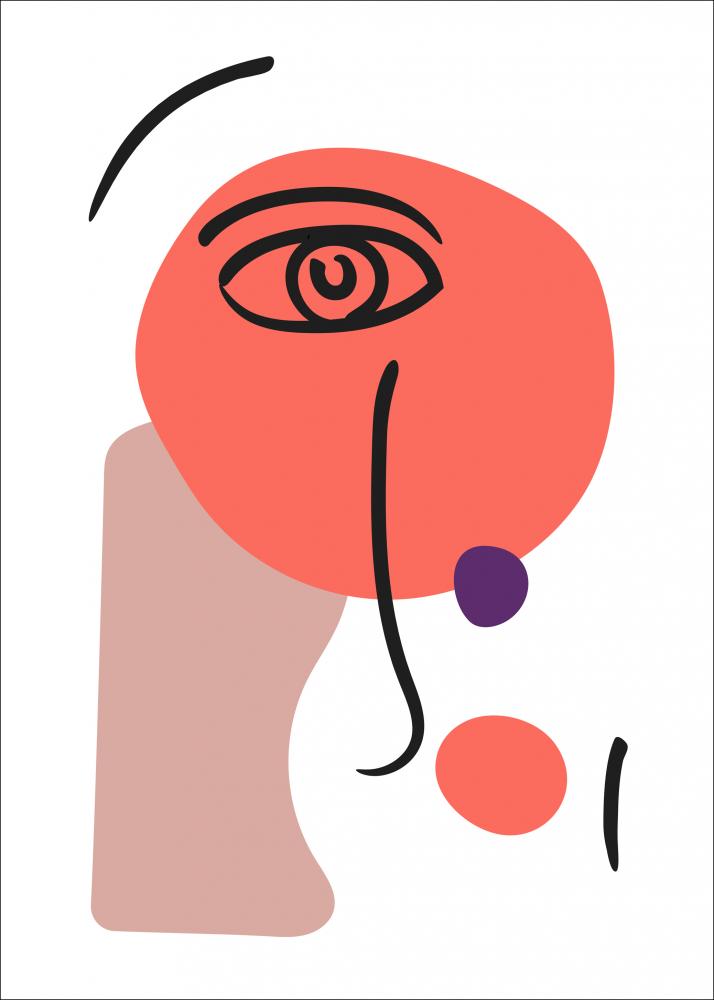 Bildverkstad Abstract Face - Red I Poster