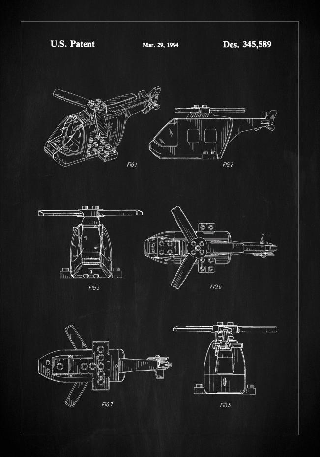 Bildverkstad Patent Print - Lego Helicopter - Black
