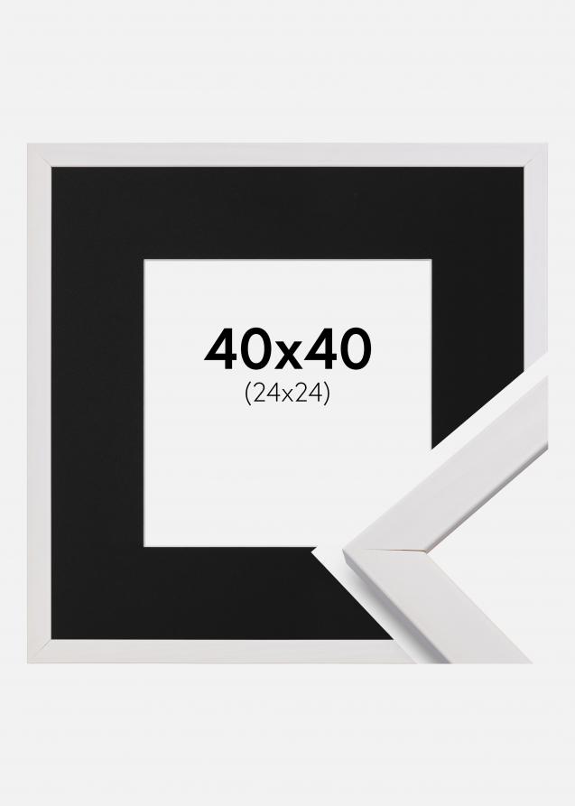 Ram med passepartou Rahmen Stilren Weiß 40x40 cm - Passepartout Schwarz 25x25 cm