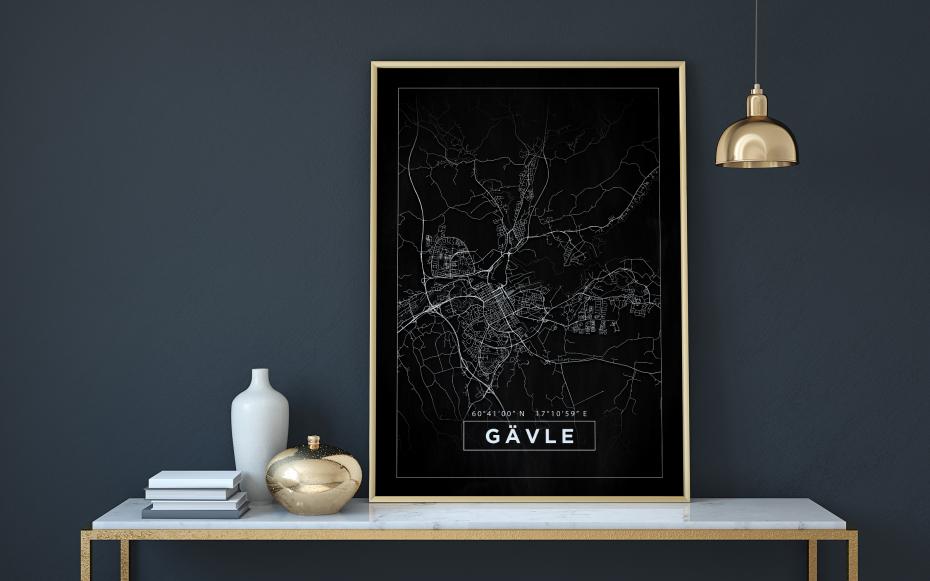 Bildverkstad Map - Gvle - Black Poster