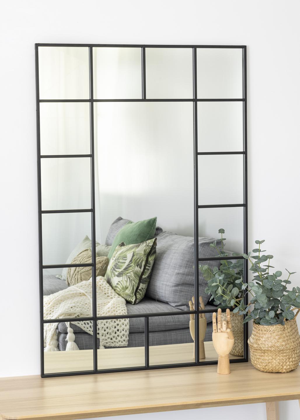 Spiegel industriell Fenster-Optik - Eisen - 140 x 51 cm - Schwarz -  MAASTRICHT kaufen