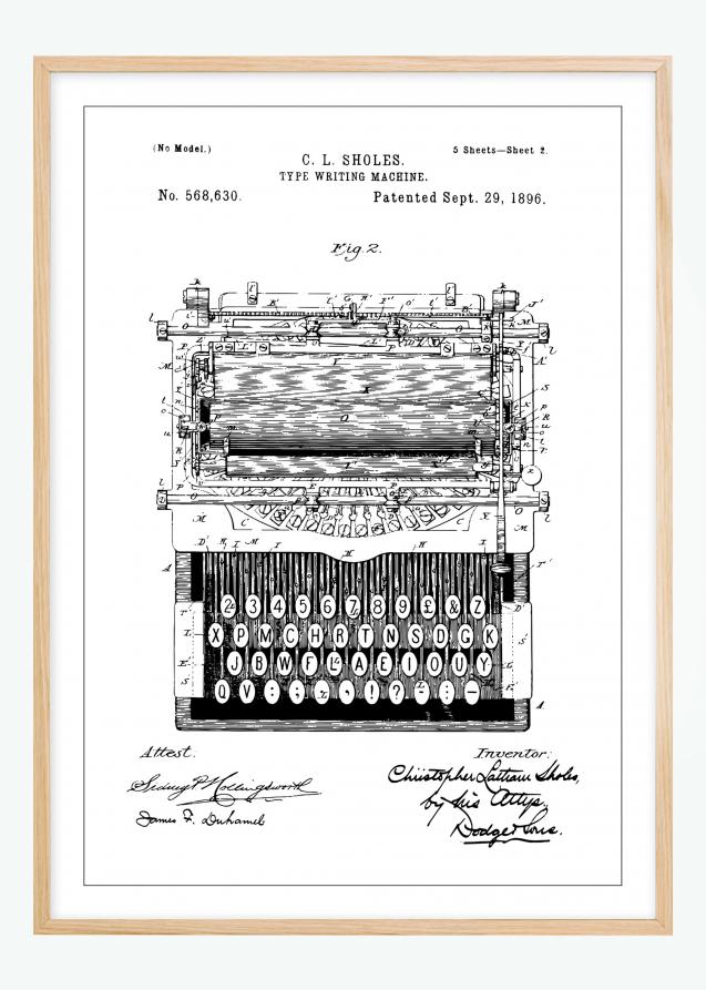 Bildverkstad Patentzeichnung - Schreibmaschine Poster