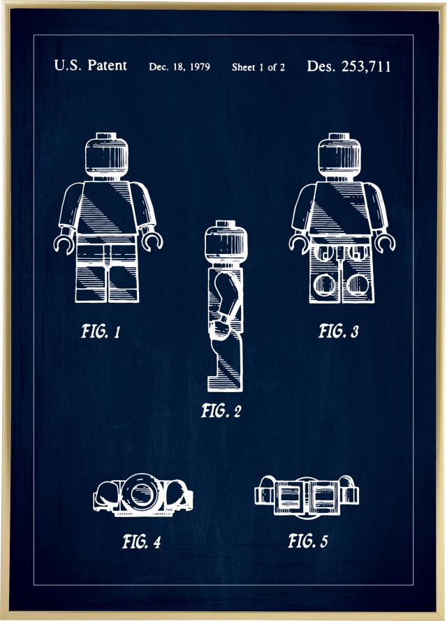 Lagervaror egen produktion Patentzeichnung - Lego I - Blau Poster