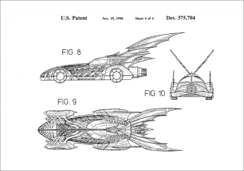 Bildverkstad Patentzeichnung - Batman - Batmobile 1996 IIII Poster