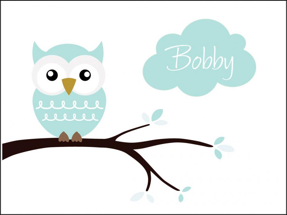 Personlig poster Owl Name Poster Turquoise