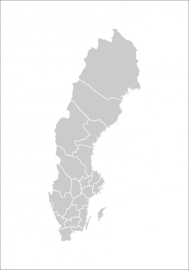 Bildverkstad Schwedenkarte Grau Poster