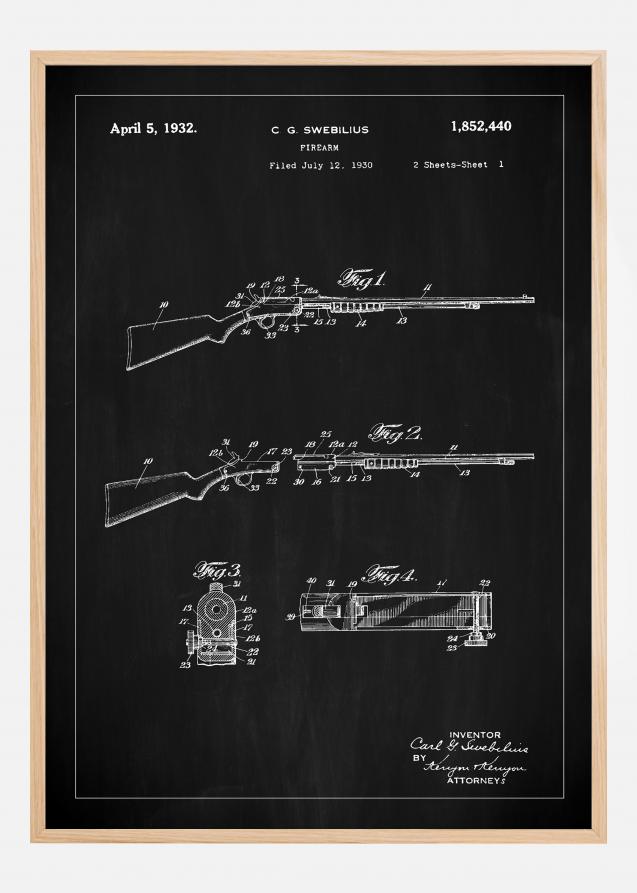 Bildverkstad Patentzeichnung - Gewehr I - Schwarz Poster