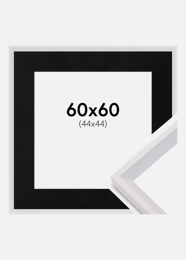 Ram med passepartou Rahmen Globe Weiß 60x60 cm - Passepartout Schwarz 45x45 cm