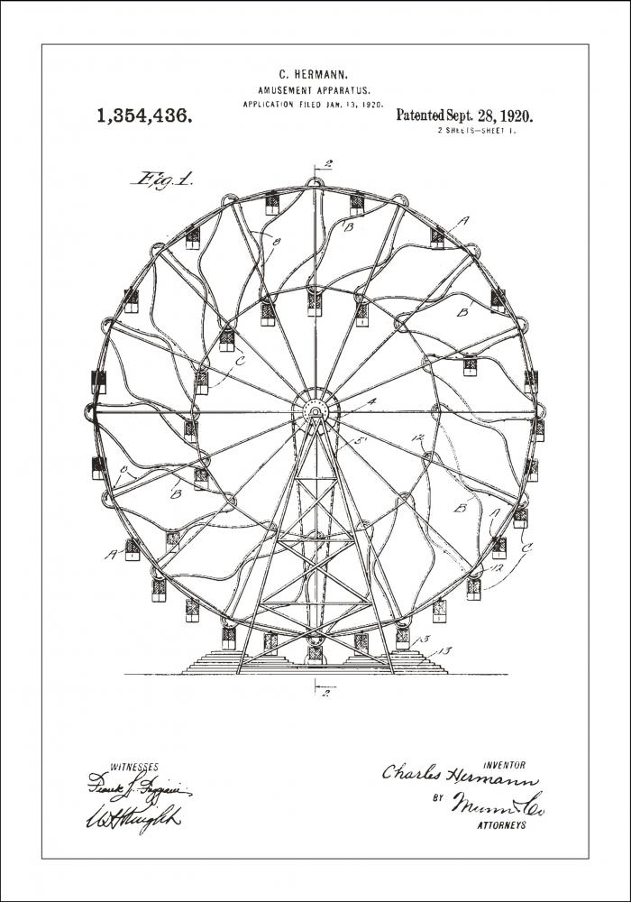 Bildverkstad Patentzeichnung - Riesenrad - Wei Poster
