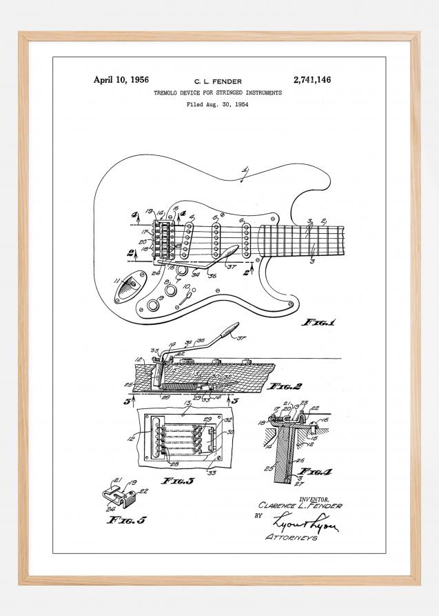 Bildverkstad Patent Print - Tremolo Device - White Poster