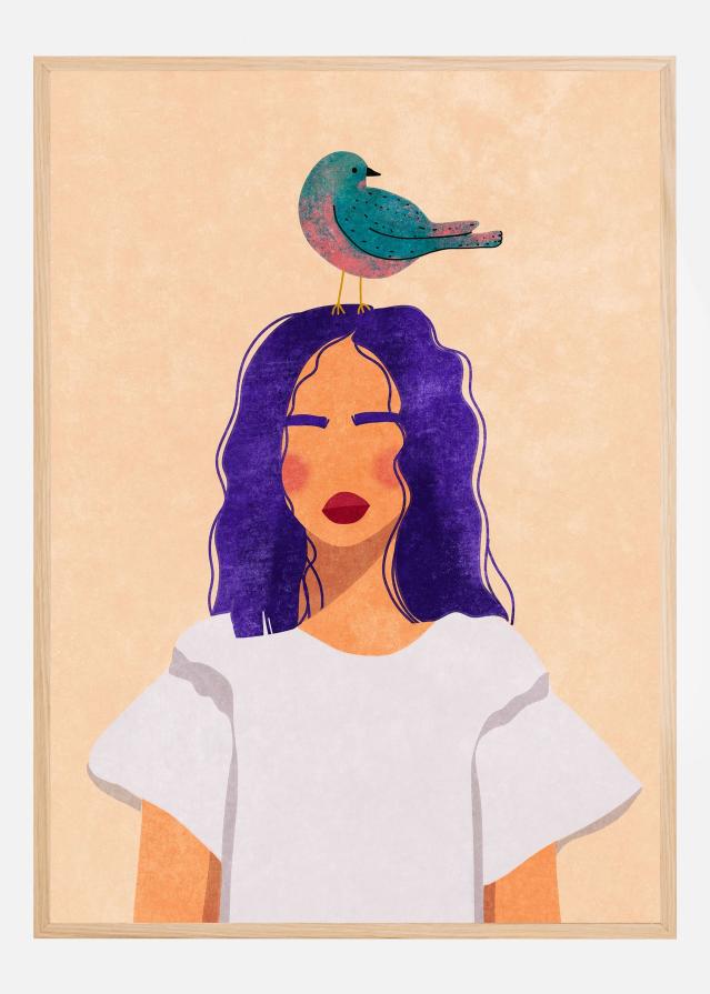 Bildverkstad Girl with bird Poster