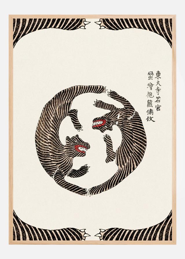 Bildverkstad Woodblock Tigers From Yatsuo No Tsubaki (Creative ed.)) Poster
