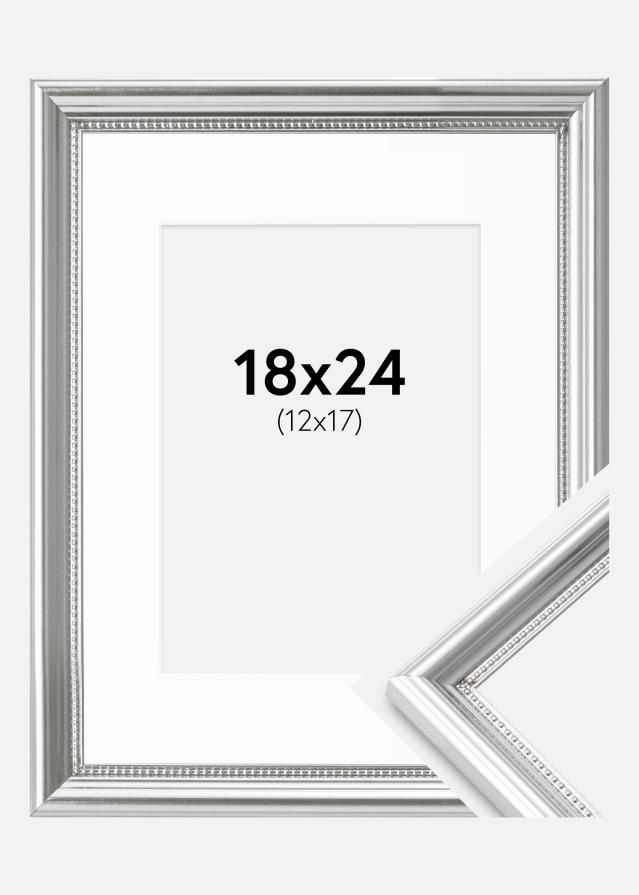 Ram med passepartou Rahmen Gala Silber 18x24 cm - Passepartout Weiß 13x18 cm