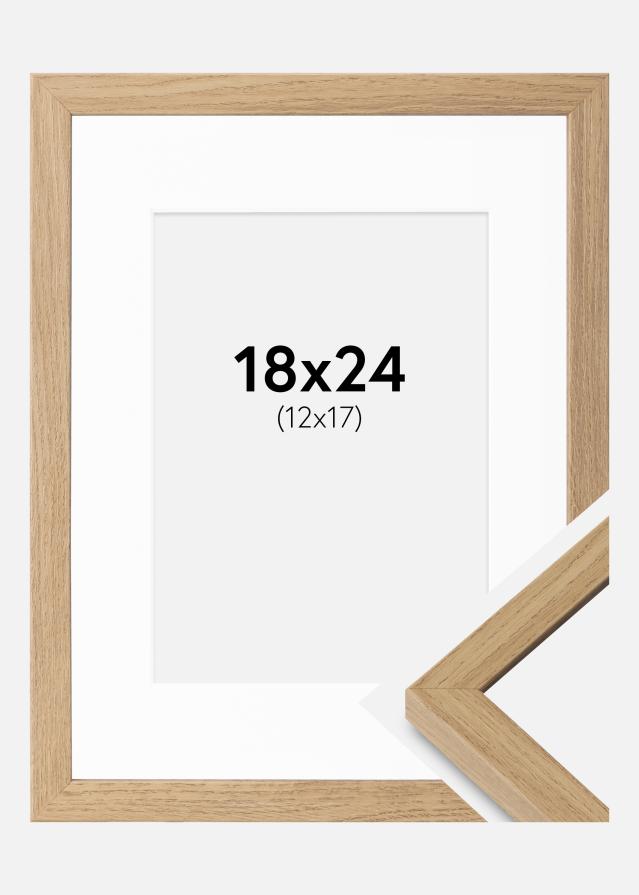 Ram med passepartou Rahmen Ares Natur Eiche 18x24 cm - Passepartout Weiß 13x18 cm
