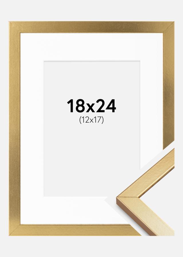 Ram med passepartou Rahmen Minerva Gold 18x24 cm - Passepartout Weiß 13x18 cm