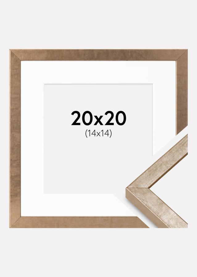 Ram med passepartou Rahmen Ares Messing 20x20 cm - Passepartout Weiß 15x15 cm