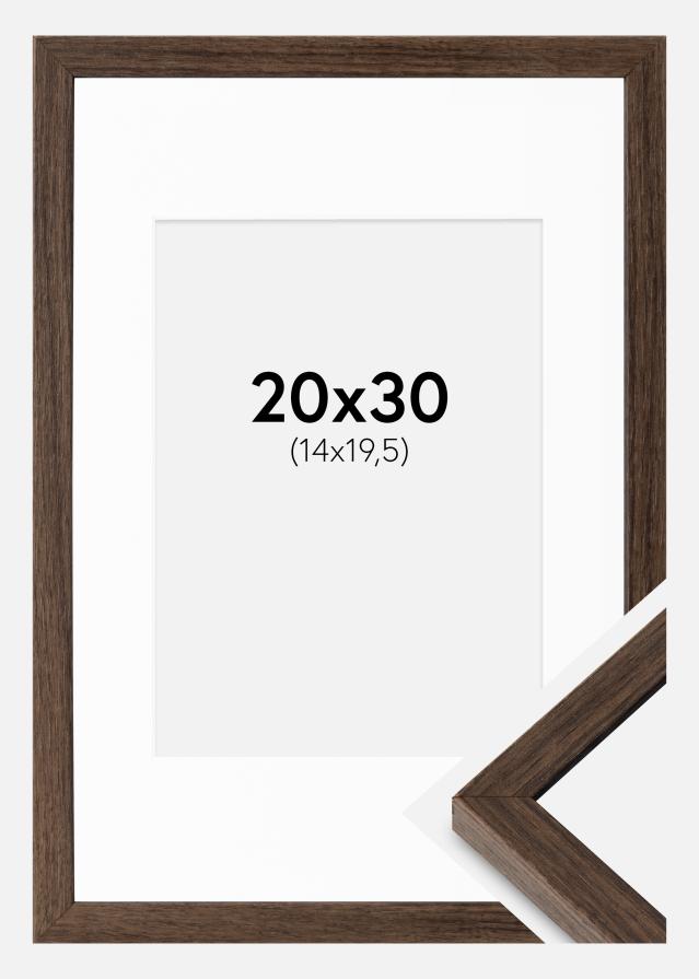 Ram med passepartou Rahmen Ares Walnuss 20x30 cm - Passepartout Weiß 15x21 cm