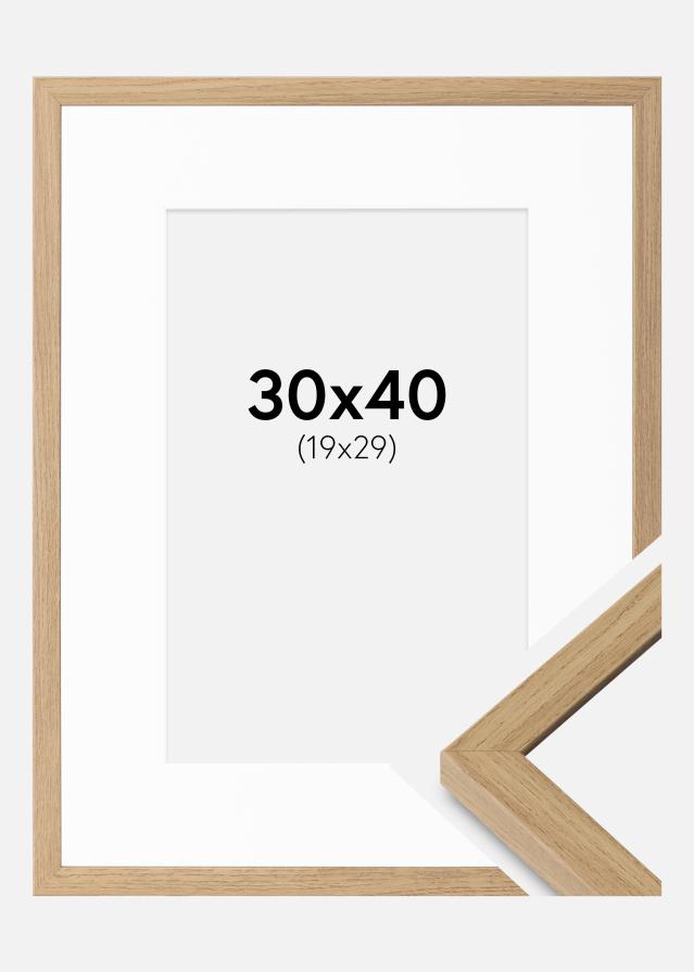 Ram med passepartou Rahmen Ares Natur Eiche 30x40 cm - Passepartout Weiß 20x30 cm