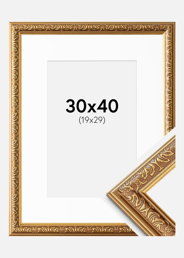 Ram med passepartou Rahmen Swirl Gold 30x40 cm - Passepartout Weiß 20x30 cm